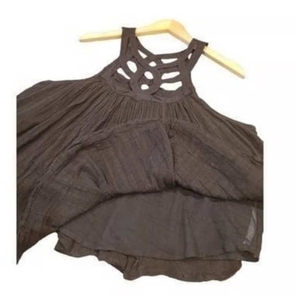 Free People One Black Cut Out Tank Strappy Size XS A-Line - Picture 3 of 5